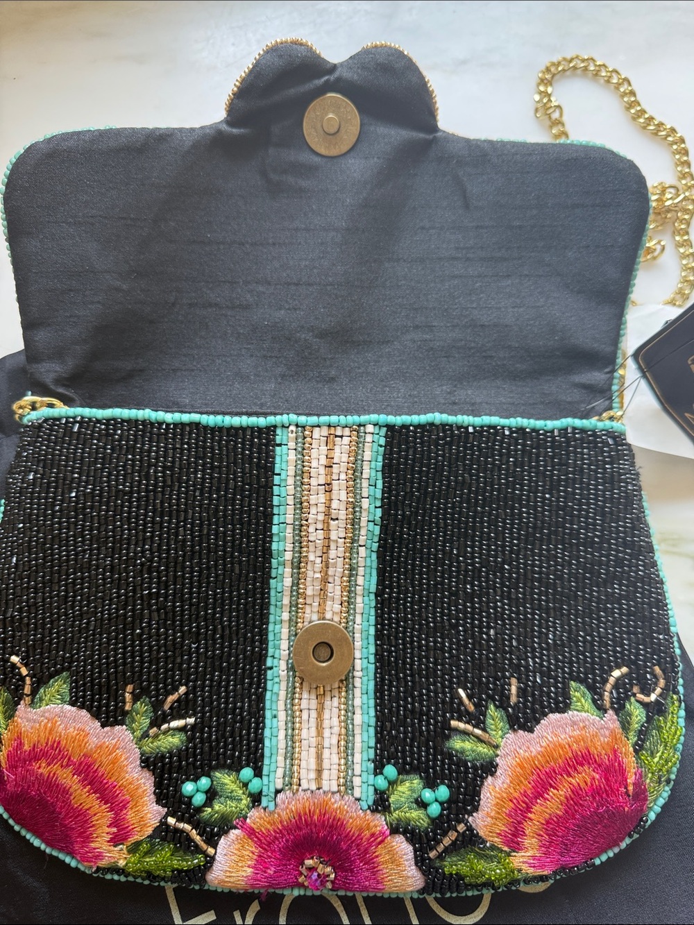 Mary Frances, Dream Chaser, Black Beaded Butterfly Crossbody, NWT - Picture 7 of 11